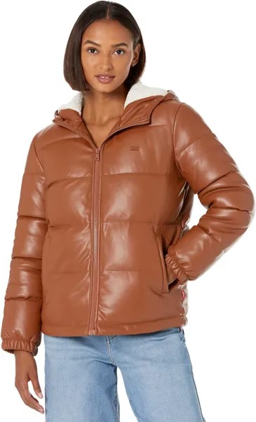 Куртка Hooded Faux Leather Levi's, цвет Camel