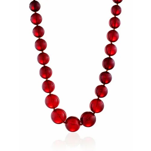 Бусы AmberHandmade, янтарь, длина 49 см, красный