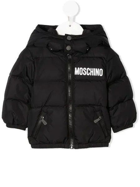 Moschino Kids пуховик с логотипом