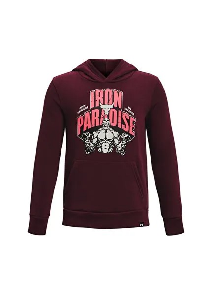 Красно-белая однотонная толстовка Boy Hooded Long Sleeve 1373629-600 UA Pjt Rck Hm Gym Rvl H Under Armour, белый