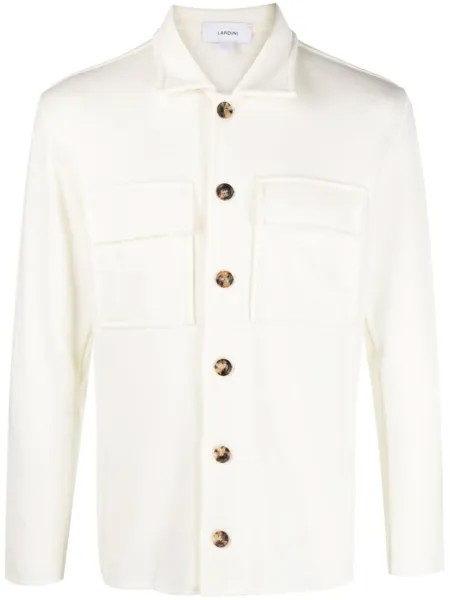 Lardini шерстяная куртка-рубашка с отложным воротником, нейтральный цвет