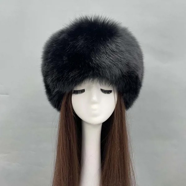 Русская черная зимняя шапка унисекс, Высококачественная шапка из лисы, популярная стильная женская шапка с хвостом