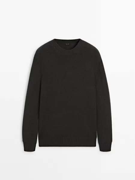 Трикотажный свитер с круглым вырезом Massimo Dutti, черный