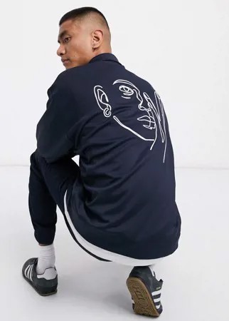 Темно-синяя куртка Харрингтон с вышивкой ASOS DESIGN-Темно-синий