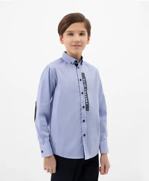 Рубашка из фактурной ткани оксфорд голубая Gulliver