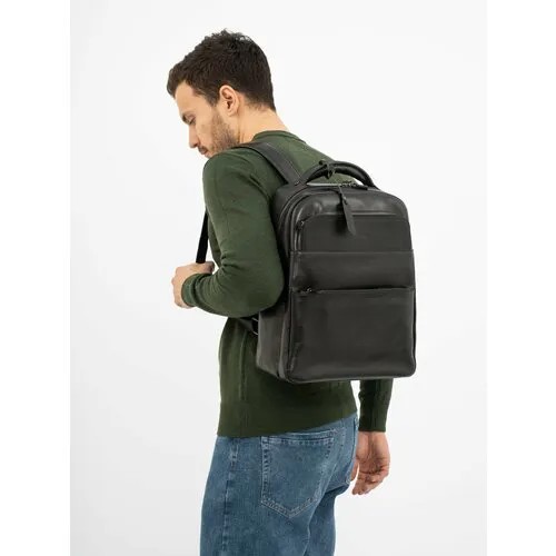 Рюкзак GEORGE KINI Рюкзак мужской GEORGE KINI GK.MEN LEATHER BACKPACK GK.MEN LEATHER BACKPACK Black, фактура гладкая, черный