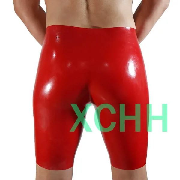 Новые стильные Фетиш латексные мужские красные обтягивающие короткие брюки сексуальные животные резиновые латексные короткие на заказ
