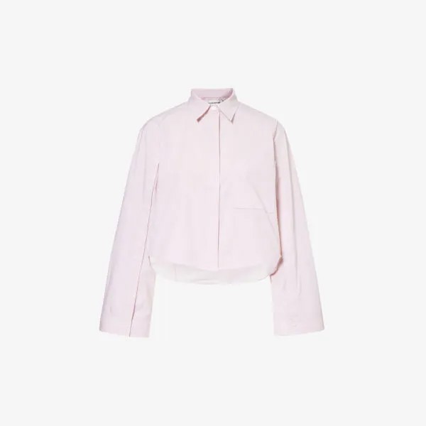 Укороченная рубашка из органического хлопка стрейч с накладными карманами Victoria Beckham, розовый