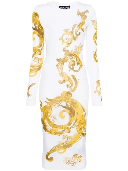Versace Jeans Couture платье миди Watercolour Couture, белый