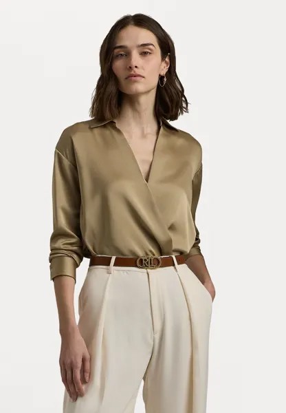 Блуза SATIN CHARMEUSE SURPLICE BLOUSE Ralph Lauren, цвет Birch Tan