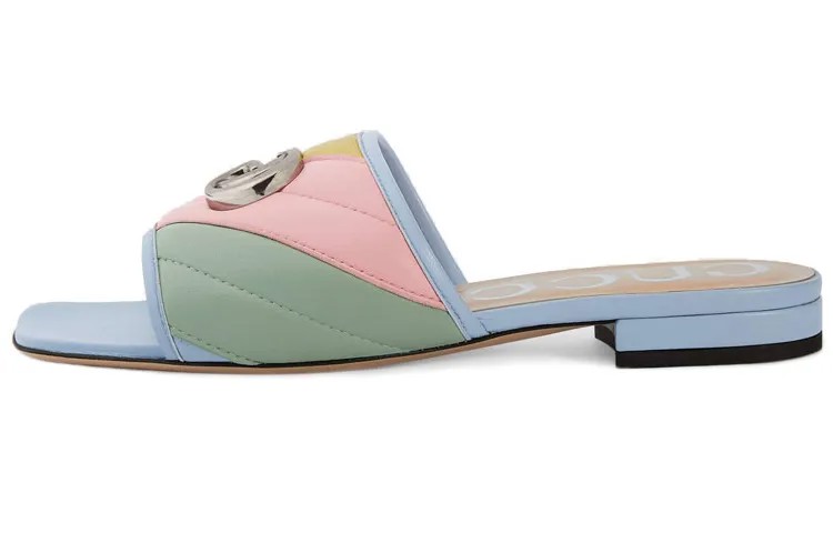 Мюли Gucci Double G Rainbow, голубой / розовый / зеленый