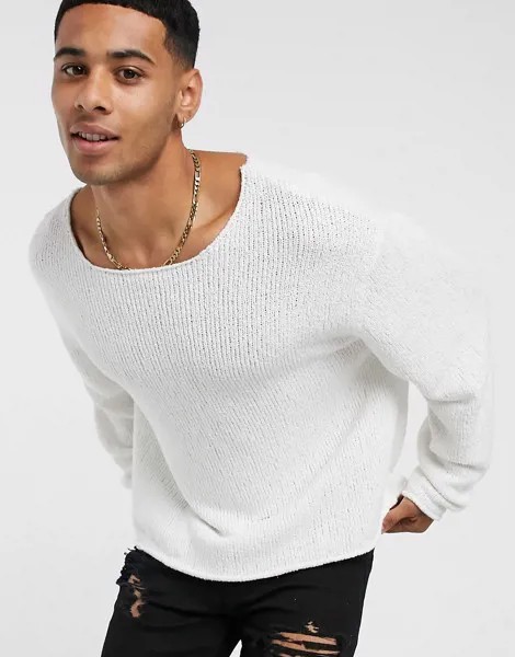 Светлый фактурный oversized-джемпер ASOS DESIGN-Белый