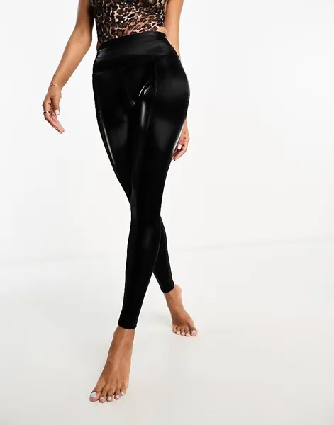 Леггинсы Ann Summers – из глянцевого полиуретана черного цвета