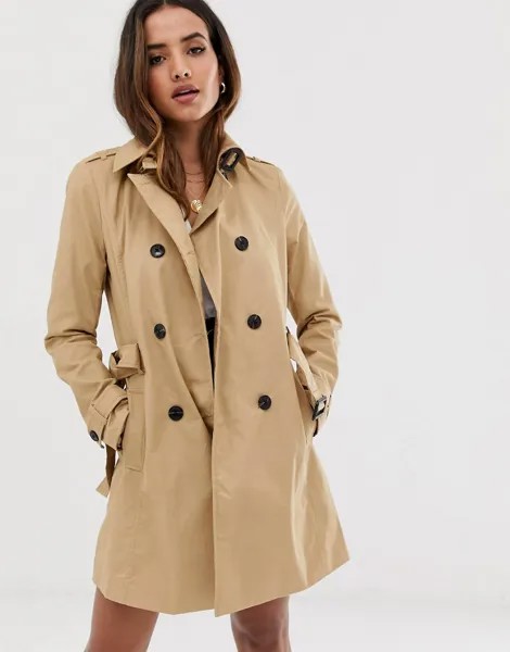 Базовый тренч цвета верблюжьей шерсти Stradivarius-Neutral