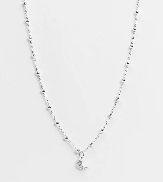 Серебряное ожерелье-цепочка с шариками и подвеской-полумесяцем Kingsley Ryan-Серебристый
