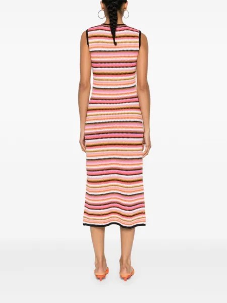 Missoni полосатое платье макси в рубчик, розовый