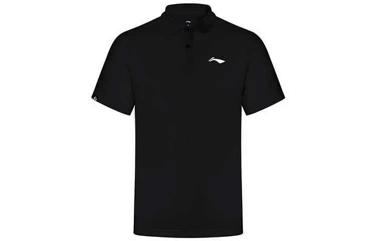 Рубашка поло унисекс черная Lining, черный