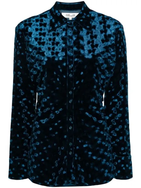 Diane Von Furstenberg бархатная рубашка Soluck, синий
