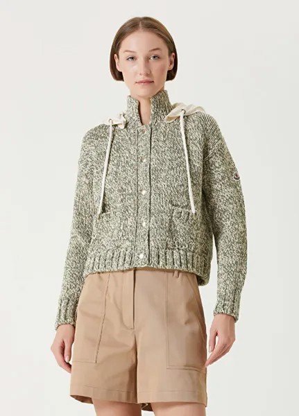 Кардиган с капюшоном Moncler, зеленый
