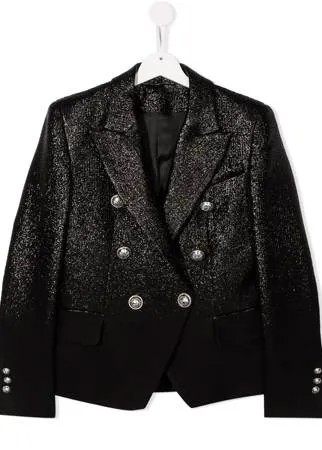 Balmain Kids двубортный пиджак с эффектом металлик