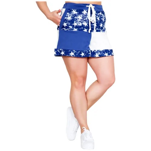 Женские шорты Старс размер 44 Кулирка Лика Дресс рисунок Звезды с кулисой на поясе и двумя боковыми карманами