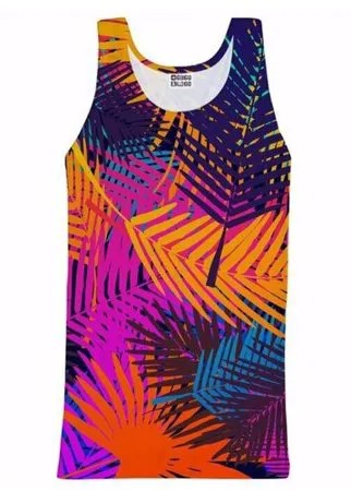Tank top(ТАНК ТОП) Mr. Gugu & Miss Go спортивный для фитнеса Цветные Пальмы XS