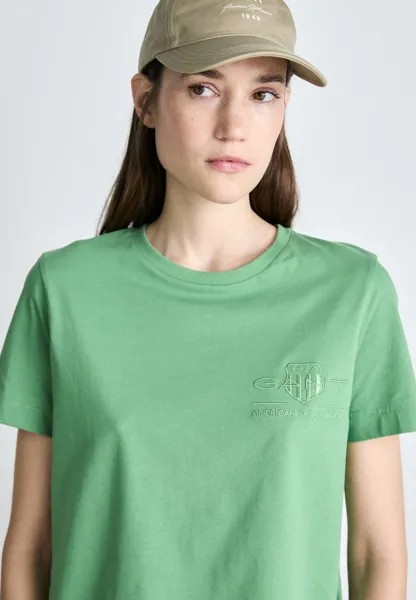 Базовая футболка TONAL SHIELD GANT, зеленый