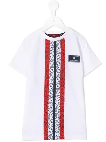 Aigner Kids футболка с контрастными полосками и монограммой