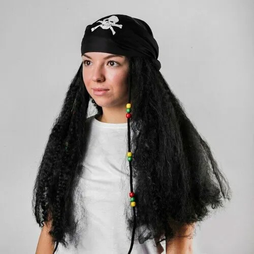 Карнавальный парик Пират, бандана с длинными волосами, 110 г