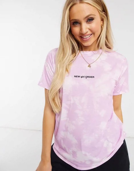 Лавандовая oversized-футболка с логотипом и принтом тай-дай New Girl Order-Фиолетовый цвет