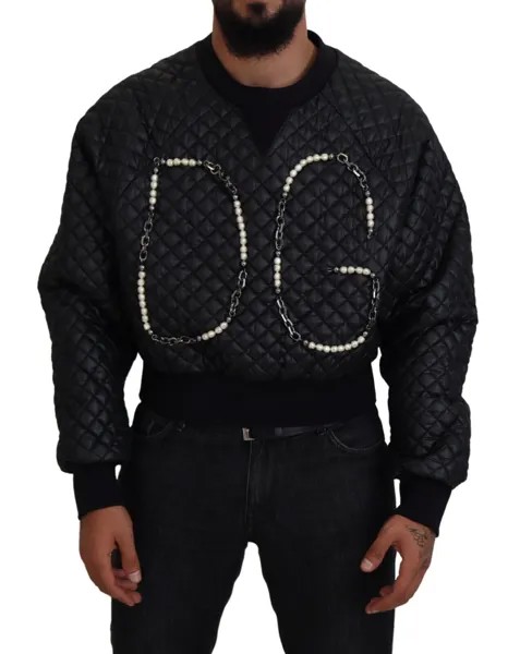 DOLCE - GABBANA Свитер черный стеганый пуловер с украшением DG IT50/US40/L 900usd
