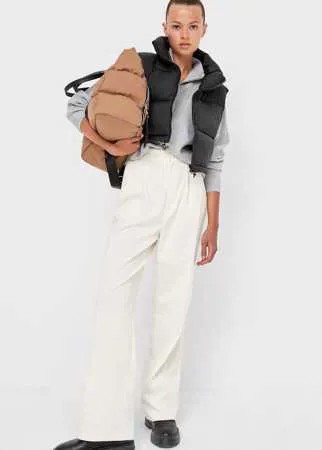 Stradivarius Укороченный Стеганый Жилет Черный L