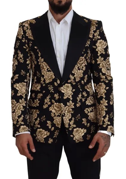 Блейзер Dolce - Gabbana, черный золотой пиджак с цветочной вышивкой IT50 /US40 / L 4400 долларов США