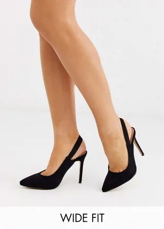 Черные остроносые туфли для широкой стопы на каблуке Co Wren-Черный цвет