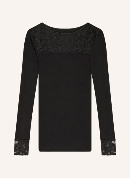 Рубашка для сна серии wool love из шерсти мериноса с шелком Mey, черный