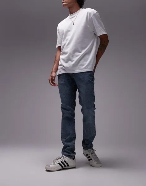 Винтажные темно-синие джинсы скинни Topman