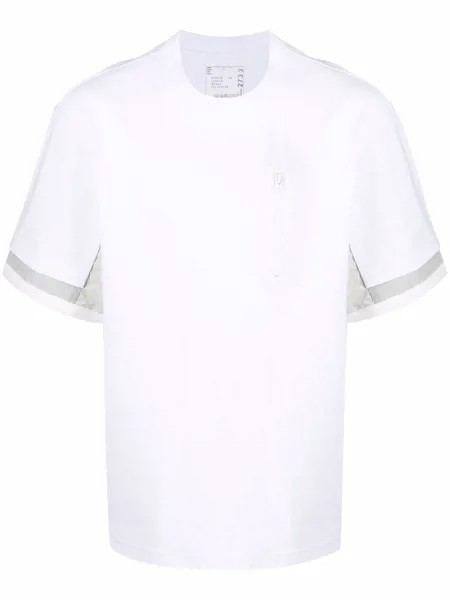 Sacai футболка со вставками и карманом на молнии