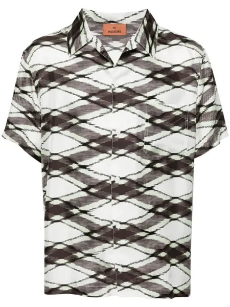Missoni шелковая рубашка с короткими рукавами и узором, зеленый