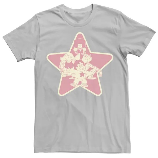 Мужская футболка Cartoon Network Steven Universe с гранатом и аметистом с жемчугом Steven Group Shot Licensed Character, серебристый
