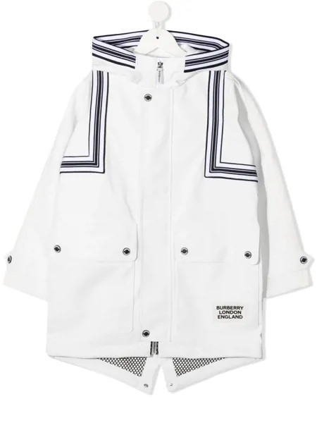 Burberry Kids парка с контрастными полосками