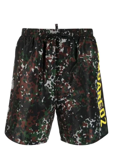 Dsquared2 плавки-шорты с камуфляжным принтом, зеленый