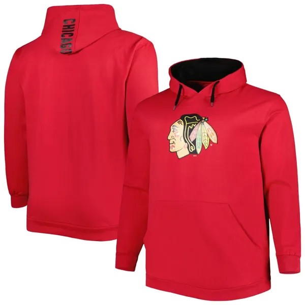 Мужской красный флисовый пуловер с капюшоном Chicago Blackhawks Big & Tall