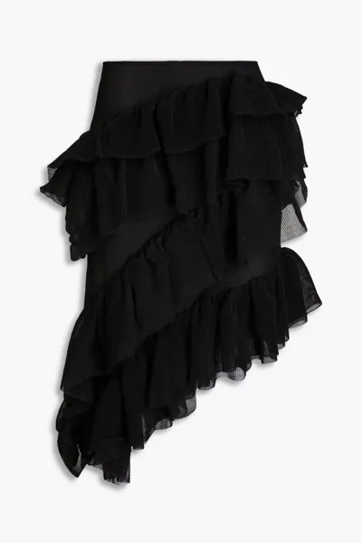 Ярусная трикотажная юбка миди Tanaz асимметричного кроя Cult Gaia, черный