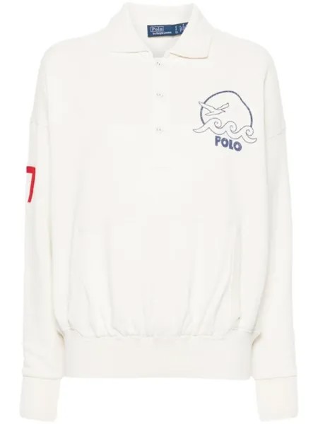 Polo Ralph Lauren толстовка с воротником поло и вышитым логотипом, оранжевый