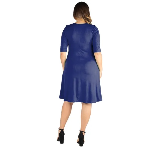Плюс размер 24seven Comfort Apparel Платье длиной до колена с рукавами до локтя 24Seven Comfort Apparel, зеленый