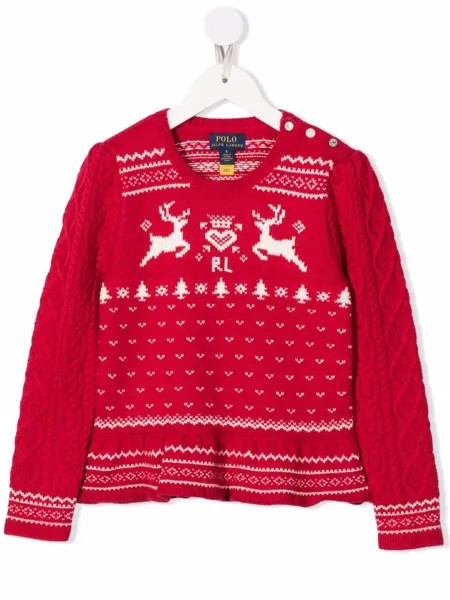 Ralph Lauren Kids джемпер с оборками и орнаментом