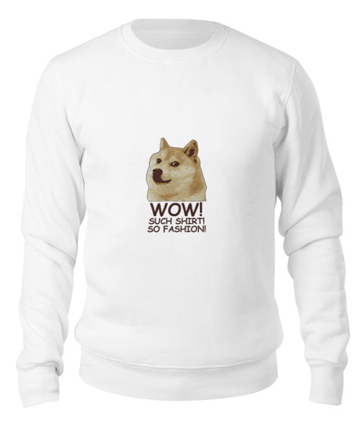 Свитшот унисекс Printio Doge wow such shirt so fashion белый 2XL