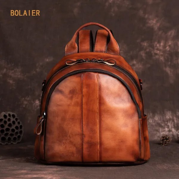 BOLAIER 2022 однотонные мужские и женские сумки популярный рюкзак в стиле ретро вместительная школьная сумка из кожи хорошего качества для студе...