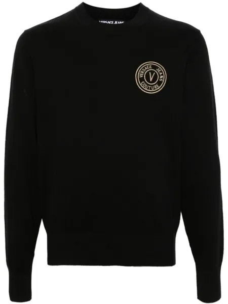 Versace Jeans Couture джемпер с вышитым логотипом, черный