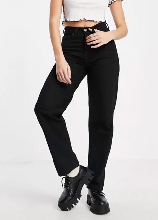 Черные широкие джинсы из органического хлопка округлой формы Selected Femme-Черный цвет
